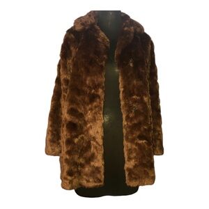 Trafaluc Ourrwear by Zara Luxurious Brown Faux Fur Lined Coat Size S